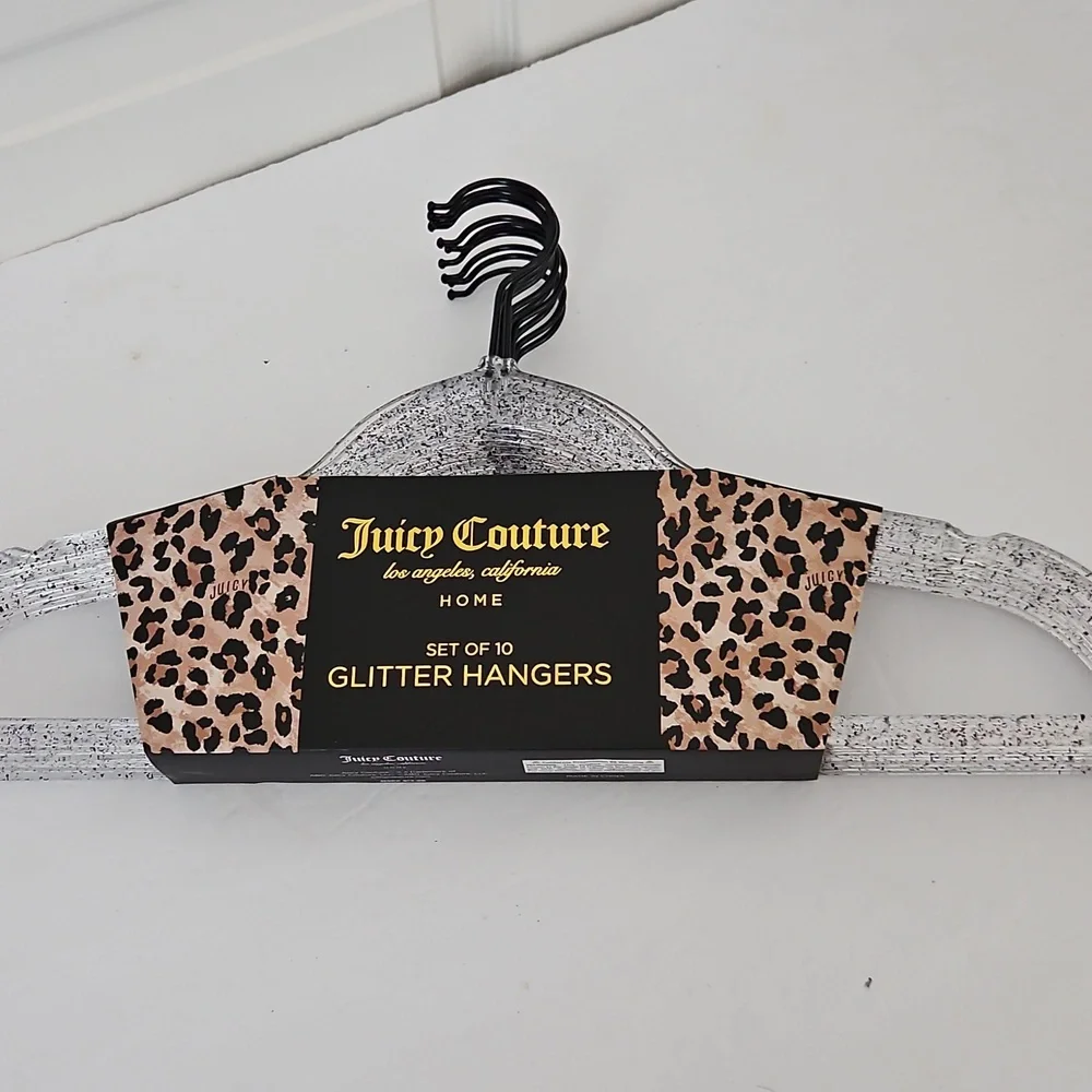 Juicy Couture NWT Black Glitter Speckled Clear Hangers